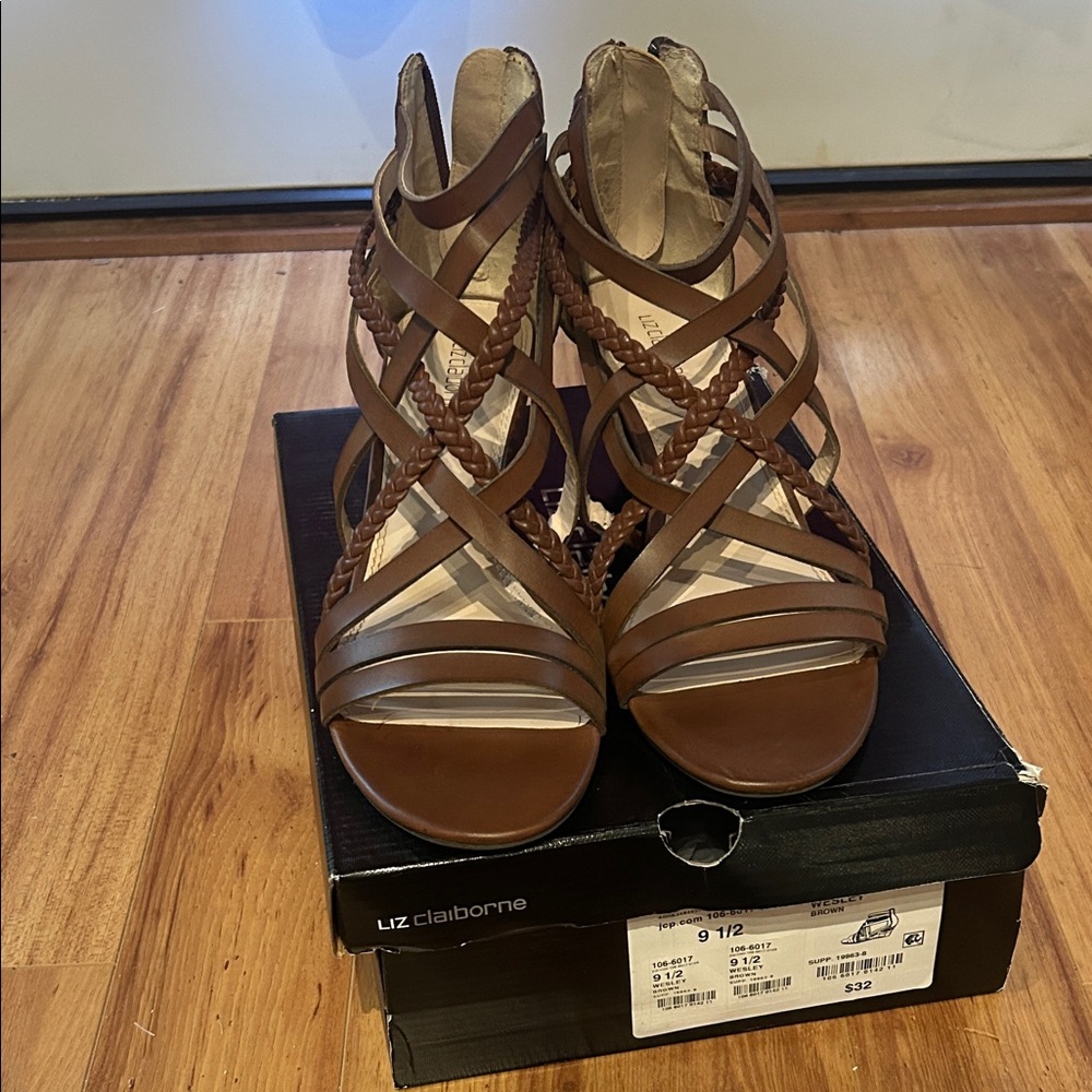 Liz Claiborne Tan Strappy Heels